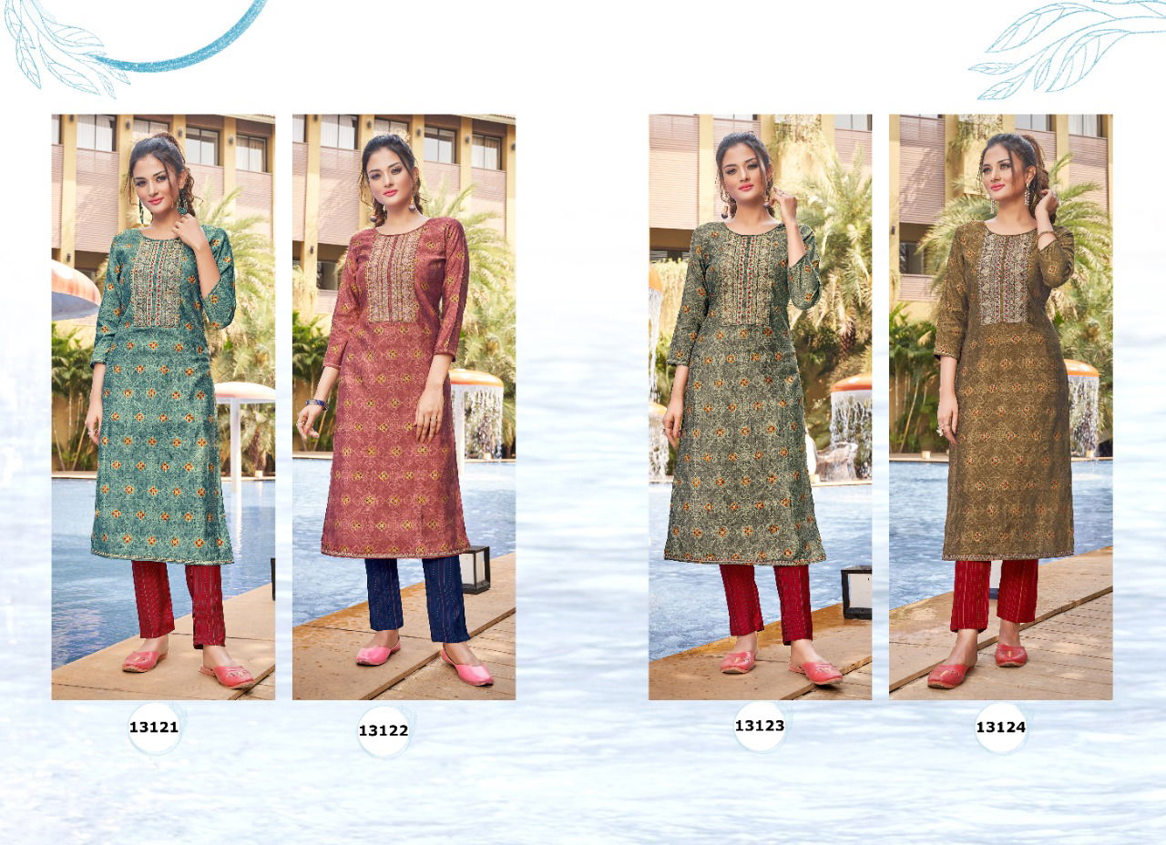 alaroop Aston Latest Ethnic Wear Silk Printed Kurti With Bottom Collection